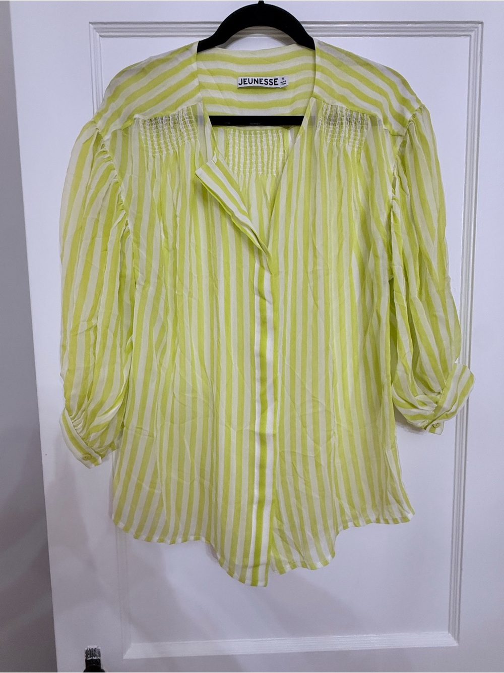 JEUNESSE Women's Striped Puff Sleeve Blouse